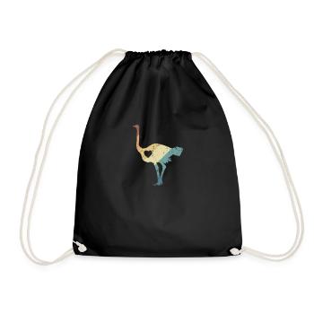 Ostrich bird animal in the savannah - Drawstring Bag - black - Front
