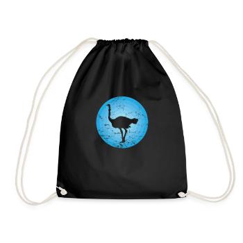 Bird ostrich fast large bird - Drawstring Bag - black - Front