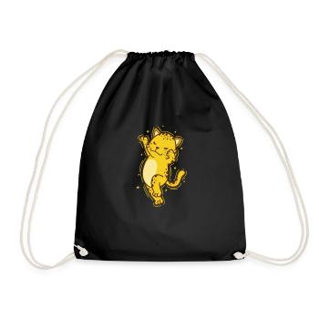 Leopard dancing big cat predator Africa - Drawstring Bag - black - Front