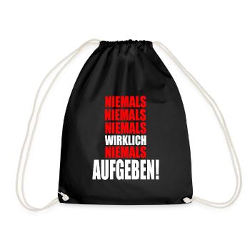 Motivation niemals Aufgeben - Turnbeutel - Schwarz - Vorne