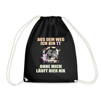 Tuniertrottel ich mach hier alles Pferd Rappe - Turnbeutel - Schwarz - Vorne