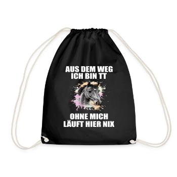 Tuniertrottel ich mach hier alles Pferd Rappe - Turnbeutel - Schwarz - Vorne