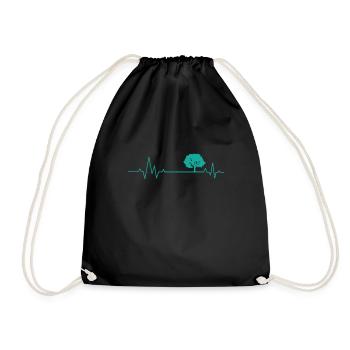 Ligne de battement de cœur avec un arbre nature forêts - Sac de sport léger - noir - Devant