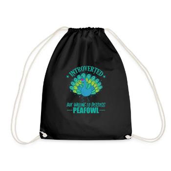 Introverted but willing to Discuss Peafowl - Turnbeutel - Schwarz - Vorne