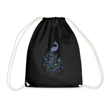 Pfau mit wunderschönen Schweif Vogel Tier - Turnbeutel - Schwarz - Vorne