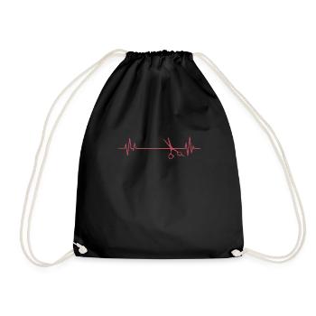 Ligne de battement de cœur avec ciseaux coiffeur - Sac de sport léger - noir - Devant