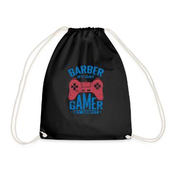 Barber by Day Gamer by Night Hairdresser - Drawstring Bag - black - Front
