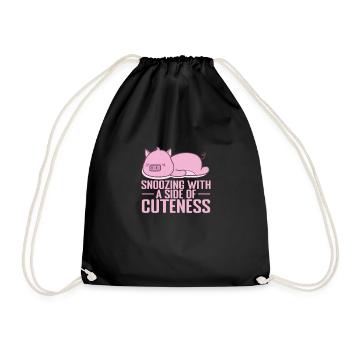 Snoozing with a Side of Cuteness Pajamas - Drawstring Bag - black - Front