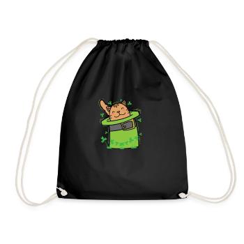 Chat au chapeau vert Fête de la Saint-Patrick - Sac de sport léger - noir - Devant