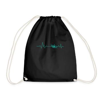 Heartbeat for wingwalking Heartbeat line - Drawstring Bag - black - Front