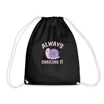 Always snailing it Schnecke Tier - Turnbeutel - Schwarz - Vorne