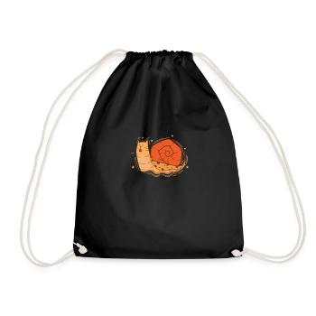 Cat Snail Snail Shell Animal - Drawstring Bag - black - Front