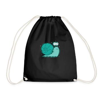 Snail in cartoon style snail shell animal - Drawstring Bag - black - Front