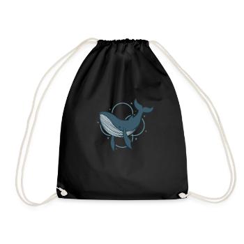 mignon baleine bleue eau de l’océan - Sac de sport léger - noir - Devant