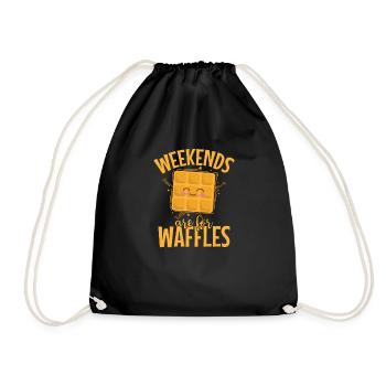 Weekends are for Waffles Snack Pastry - Drawstring Bag - black - Front