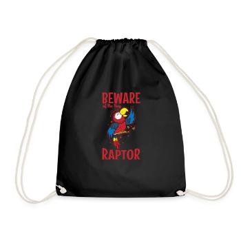 Beware of the tiny Raptor Parrot Animal Bird - Drawstring Bag - black - Front