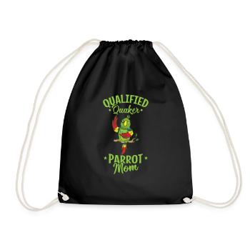 Qualified Quaker Parrot Mom Animal Bird - Drawstring Bag - black - Front