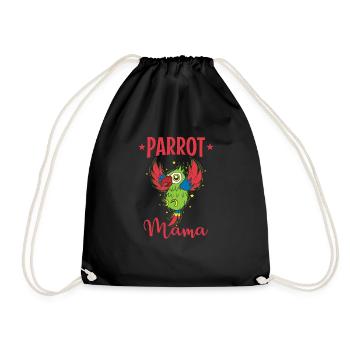 Parrot Mom Animal Talking Bird - Drawstring Bag - black - Front