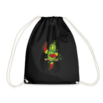 Parrot Waving Animal Talking Bird - Drawstring Bag - black - Front