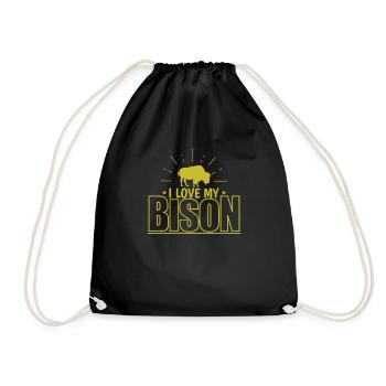 I love my bison animal - Drawstring Bag - black - Front