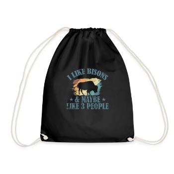 I Like Bisons and Maybe Like 3 People - Turnbeutel - Schwarz - Vorne