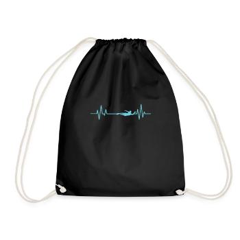 Herzschlaglinie Schwimmen Sport - Turnbeutel - Schwarz - Vorne