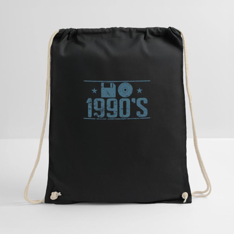 Floppy disk and CD 1990's retro memory module Drawstring Bag