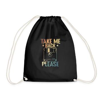 Take me back Please Floppy Disk Retro Storage Module - Drawstring Bag - black - Front