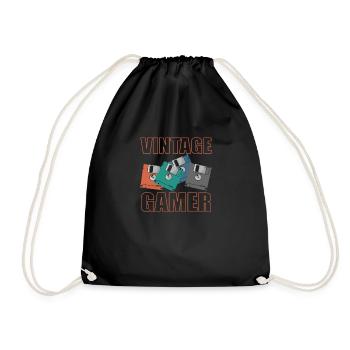 Vintage Gamer Floppy Disk Retro Memory Module - Drawstring Bag - black - Front