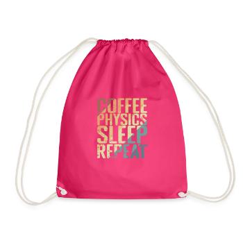 Coffee Physics Sleep Repeat Study - Drawstring Bag - fuchsia - Front