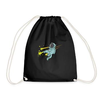 Shooting Stars with Astronaut Sky - Drawstring Bag - black - Front