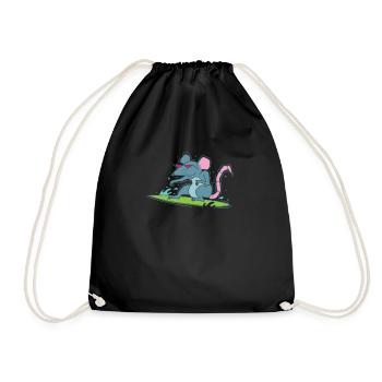 Rat Surfing Pet Rodent - Drawstring Bag - black - Front