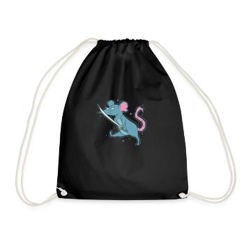 Rat with Sword, Rodent, Nature - Drawstring Bag - black - Front