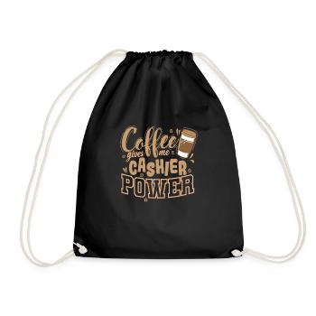 Coffee gives me Cashier Power Verkäufer - Turnbeutel - Schwarz - Vorne