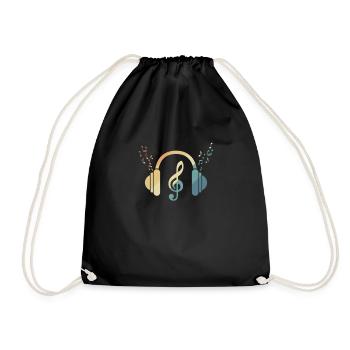 Headphones clef music music sound - Drawstring Bag - black - Front