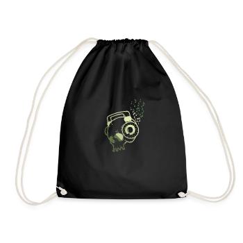 Head with headphones Music - Drawstring Bag - black - Front