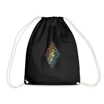 Music Treble Clef Cloud of Sheet Music Tone - Drawstring Bag - black - Front