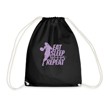 Eat Sleep hoops Repeat Basketball Women - Drawstring Bag - black - Front