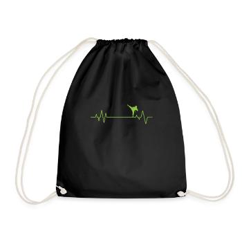 Taekwondo Heartbeat Line Martial Arts - Drawstring Bag - black - Front