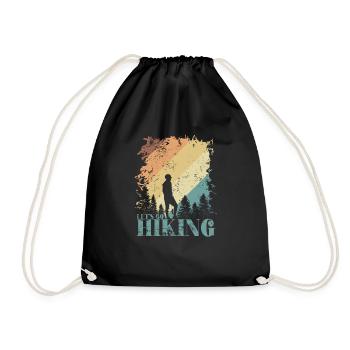 Let's go Hiking Outdoor Hobby - Drawstring Bag - black - Front