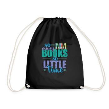So many Books, so little Time Bookworm - Drawstring Bag - black - Front