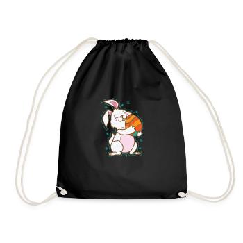 Easter bunny with an Easter egg - Drawstring Bag - black - Front