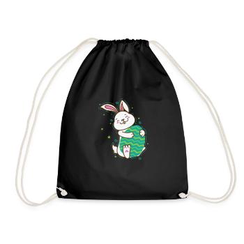 Easter Bunny with Easter Egg Spring - Drawstring Bag - black - Front