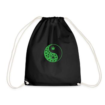 Marijuana Yin and Yang Symbol - Drawstring Bag - black - Front