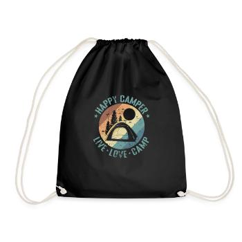 Happy Camper Live Love Camp Vacation Freedom - Drawstring Bag - black - Front