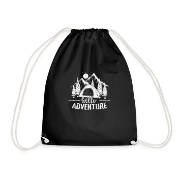 Hello Adventure Camping Vacation Freedom - Drawstring Bag - black - Front