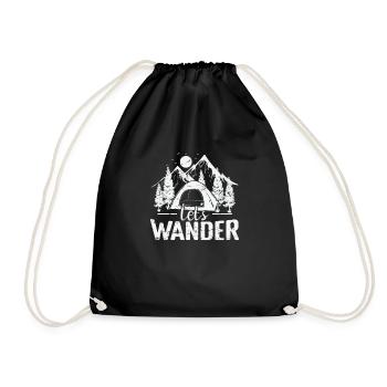 Let's Wander Camping Urlaub Berge - Turnbeutel - Schwarz - Vorne