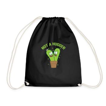 Not a Hugger Cactus Plant - Drawstring Bag - black - Front