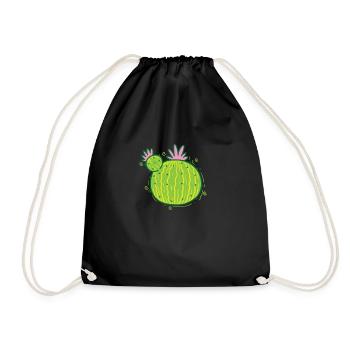 Cactus Plant Decoration - Drawstring Bag - black - Front