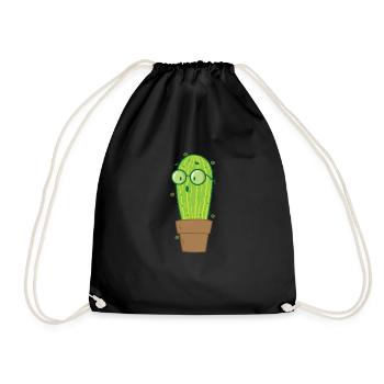 Nerd Cactus Plant - Drawstring Bag - black - Front